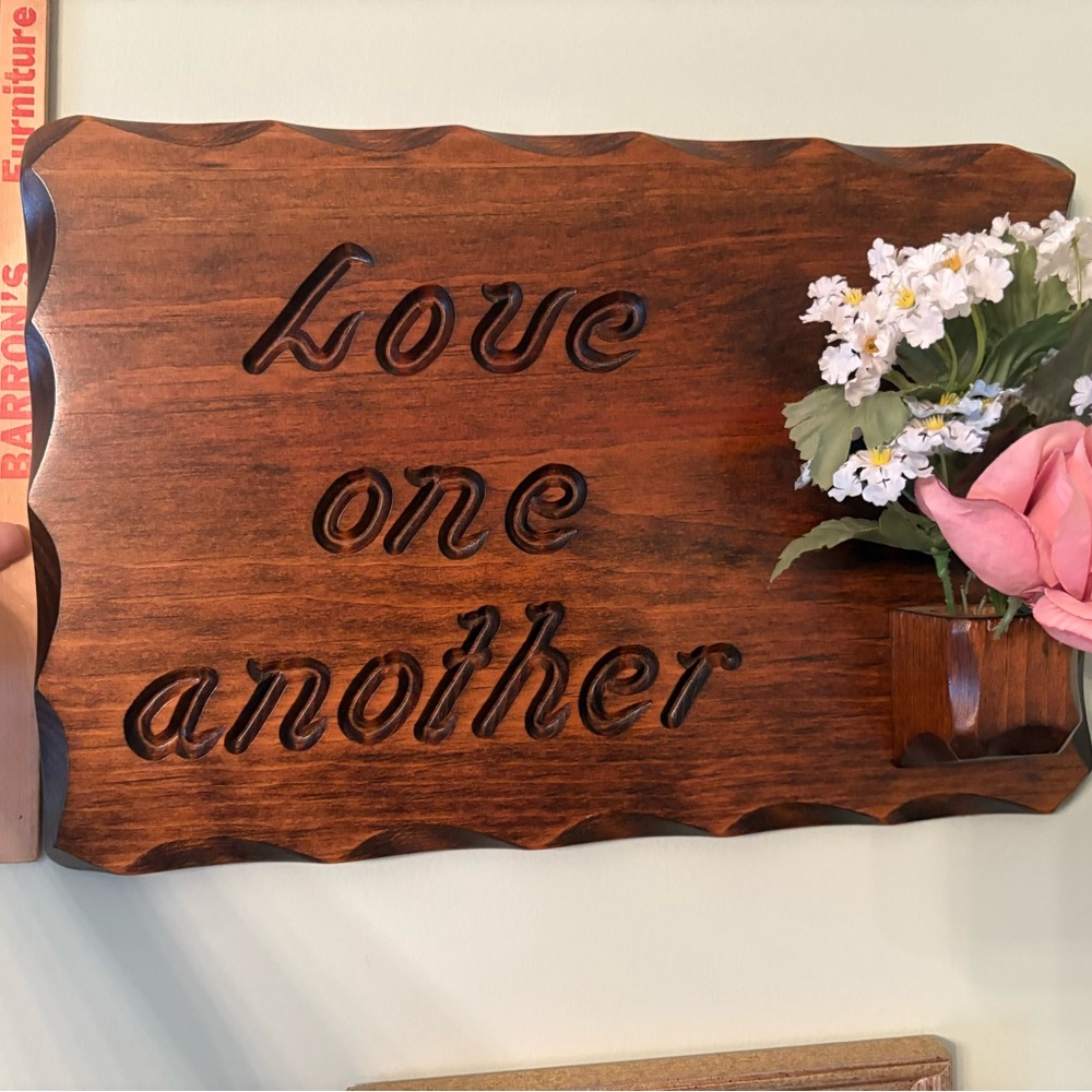 Wooden Wall Plaque with Floral Accent